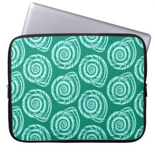 Protection Pour Ordinateur Portable Bloc de coquillages spiraux Impression, Turquoise