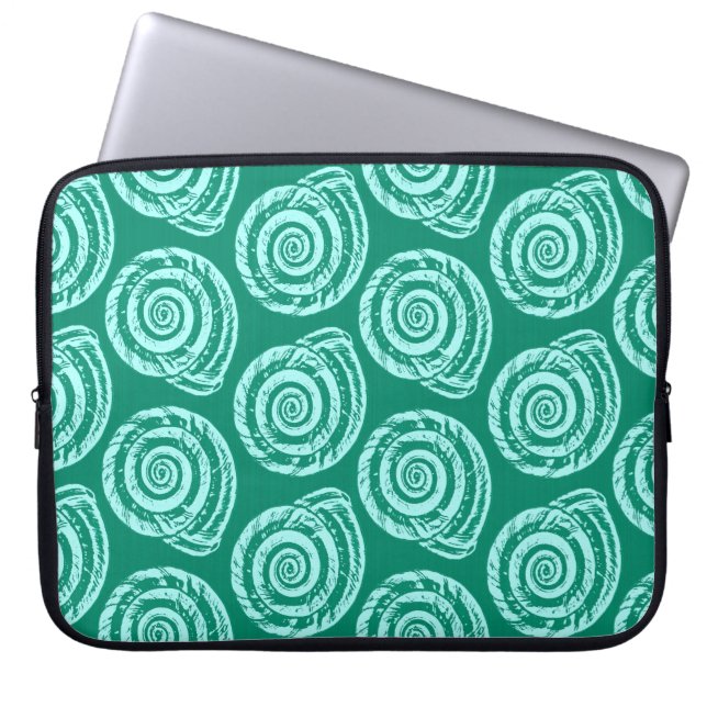 Protection Pour Ordinateur Portable Bloc de coquillages spiraux Impression, Turquoise  (Devant)