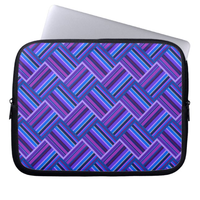 Protection Pour Ordinateur Portable Blue and purple stripes weave (Devant)