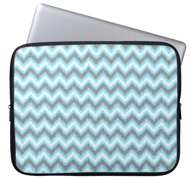 Protection Pour Ordinateur Portable Blue Grey Ikat Chevron Zigzags (Devant)