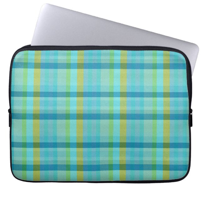 Protection Pour Ordinateur Portable Blue Plaid par Shirley Taylor (Devant)