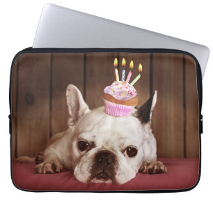 Protection Pour Ordinateur Portable Bouledogue français avec le petit gâteau