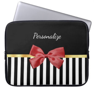 Protection Pour Ordinateur Portable Bow rouge classique Grandes noires et blanches ave