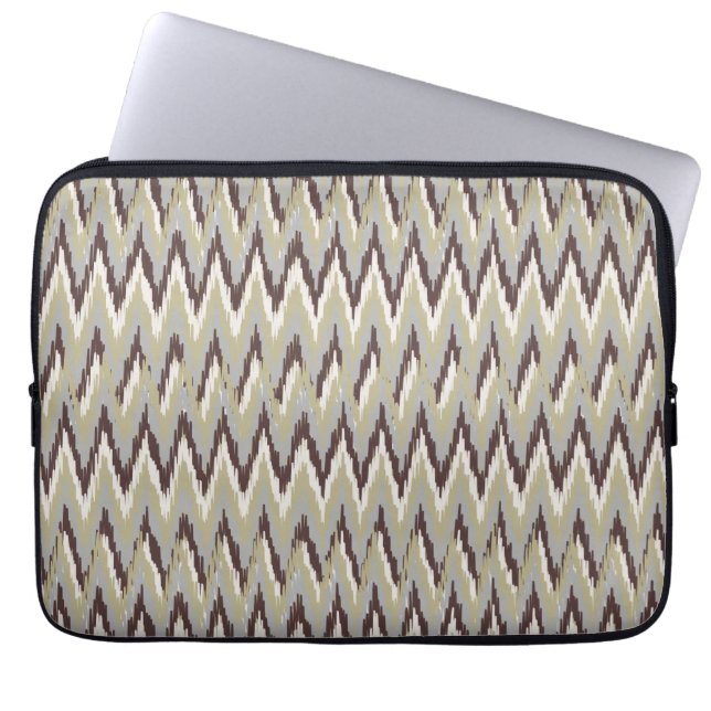 Protection Pour Ordinateur Portable Café et Sage iKat ZigZag Motif (Devant)