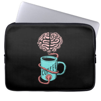 Protection Pour Ordinateur Portable Café pour le cerveau. Illustration drôle de café