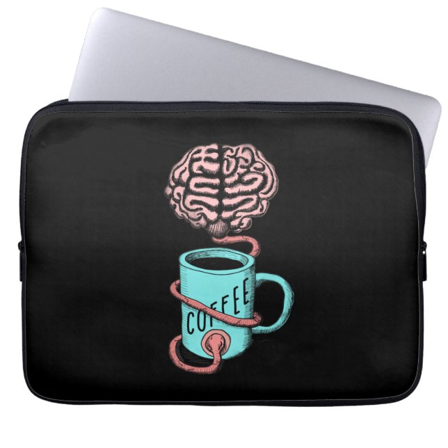 Protection Pour Ordinateur Portable Café pour le cerveau. Illustration drôle de café (Devant)