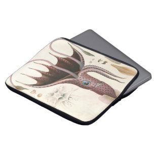 Protection Pour Ordinateur Portable Calmar Parasol, Animaux Marins Vintage