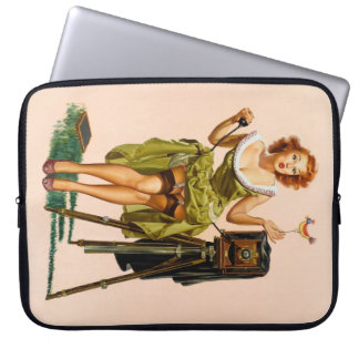 Protection Pour Ordinateur Portable Caméra vintage fille Pinup