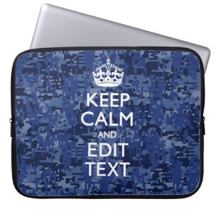 Protection Pour Ordinateur Portable Camo numérique Bleu GARDEZ CALME votre texte