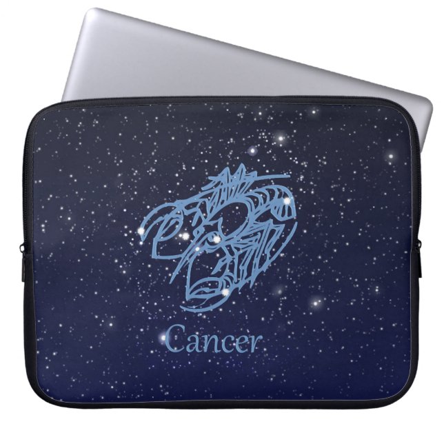 Protection Pour Ordinateur Portable Cancer Constellation and Zodiac Sign with Stars (Devant)