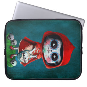 Protection Pour Ordinateur Portable Capuchon de rouge de Dia de los Muertos Little