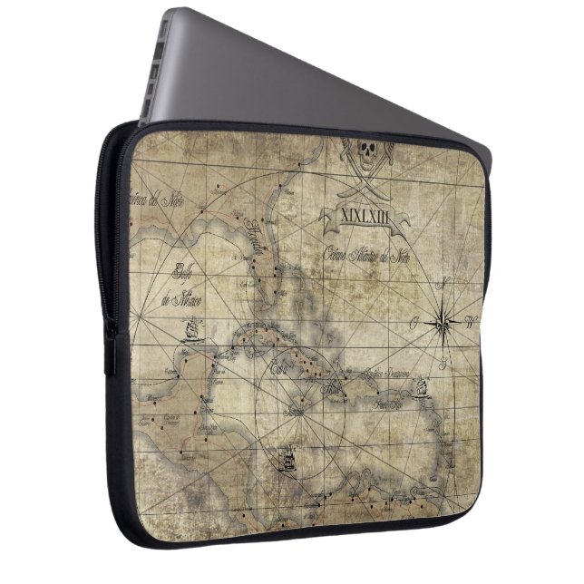 Protection Pour Ordinateur Portable Caraïbes - ancienne carte (Devant droit)