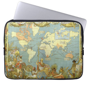 Protection Pour Ordinateur Portable Carte antique du monde de l'Empire britannique, 18
