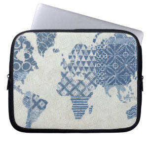 Protection Pour Ordinateur Portable Carte de batik de bleu d'indigo du monde