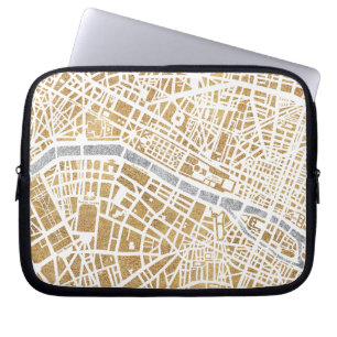 Protection Pour Ordinateur Portable Carte dorée de ville de Paris