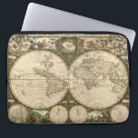 Protection Pour Ordinateur Portable Carte du monde 1660 par Frederick de Wit<br><div class="desc">Frederick de Wit: Nova totius terrarum orbis tabula auctore. A very beautiful and detailed map, with intircate border détaillé an many small insets of characters and charts such sea monsters, a chariot chariot chariot pulled by horses or hippocampi, a cornucopia, maps of the northern and southern celestial spheres with their...</div>