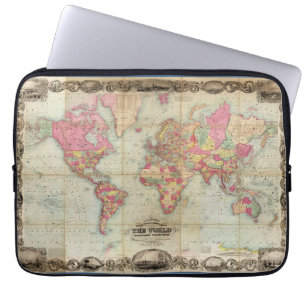 Protection Pour Ordinateur Portable Carte du monde antique par John Colton, vers 1854