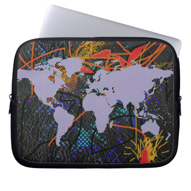 Protection Pour Ordinateur Portable carte du monde, style pop (Devant)