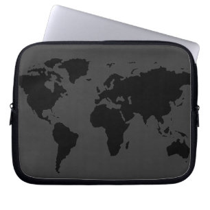 Protection Pour Ordinateur Portable carte stylisée du monde noir