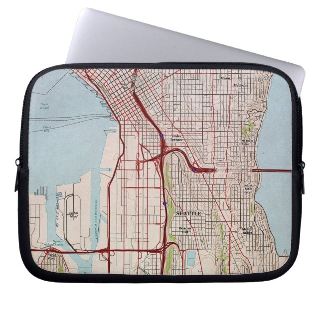 Protection Pour Ordinateur Portable Carte topographique de Seattle (Devant)
