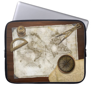 Protection Pour Ordinateur Portable Carte vintage et outils du monde
