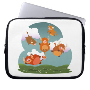 Protection Pour Ordinateur Portable Carton mignon Flottant Highland Cows Portable Slee