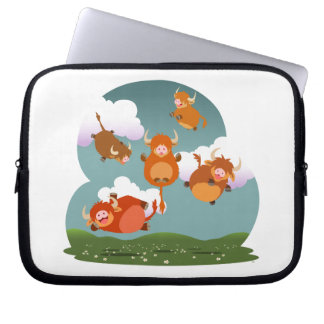 Protection Pour Ordinateur Portable Carton mignon Flottant Highland Cows Portable Slee