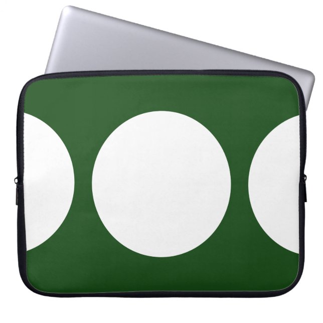 Protection Pour Ordinateur Portable Cercles blancs sur vert (Devant)