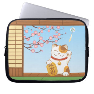 Protection Pour Ordinateur Portable Chat Calico Lucky Japonais, Maneki Neko