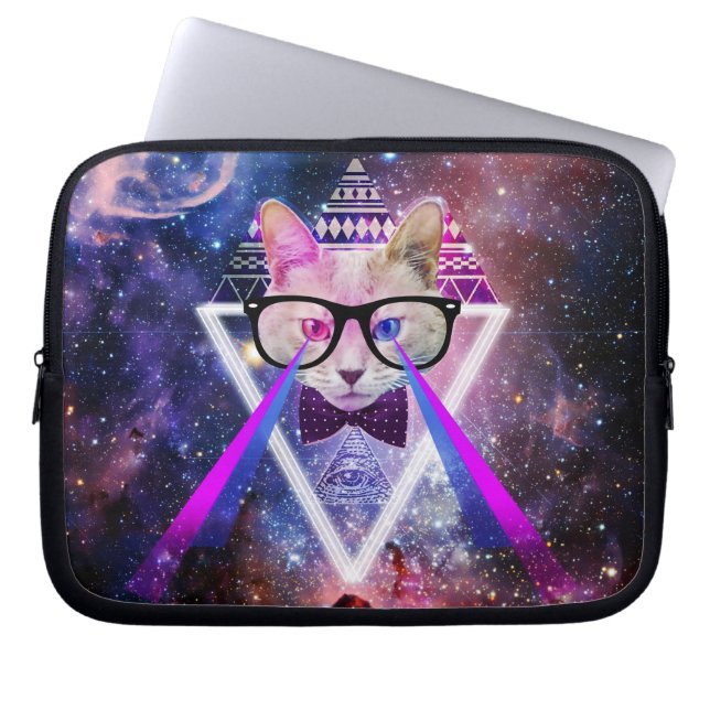 Protection Pour Ordinateur Portable Chat de galaxie de hippie (Devant)