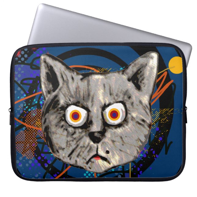 Protection Pour Ordinateur Portable chat fou ~ étrange mee (Devant)