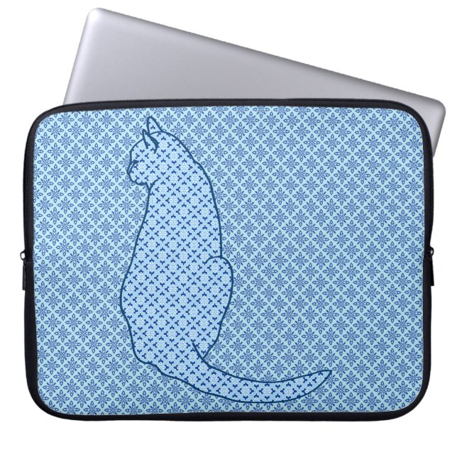 Protection Pour Ordinateur Portable Chat japonais - Kimono bleu (Devant)
