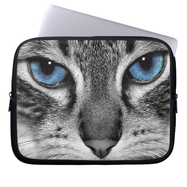 Protection Pour Ordinateur Portable Chat observé par bleu (Devant)