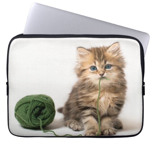 Protection Pour Ordinateur Portable Chaton avec le fil vert (Devant)