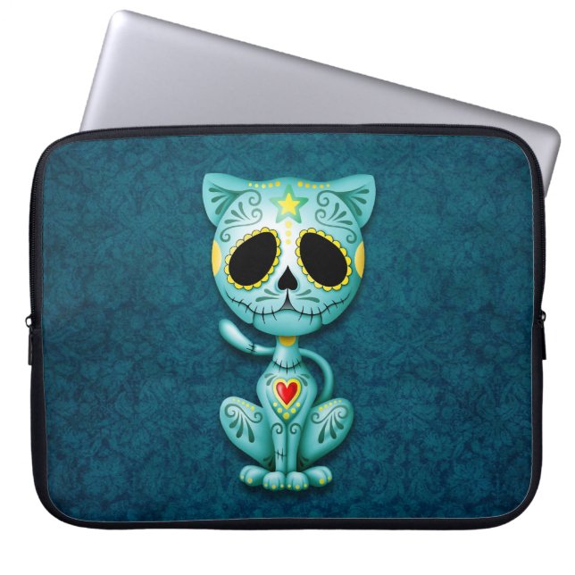Protection Pour Ordinateur Portable Chaton de sucre de zombi, bleu (Devant)