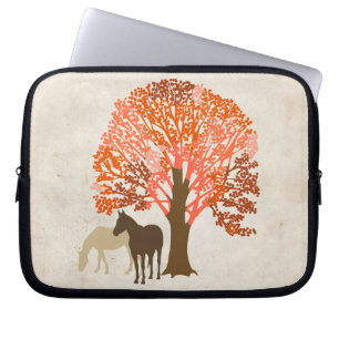 Protection Pour Ordinateur Portable Cheval d'automne orange et Brown