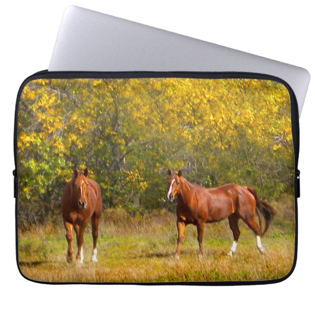 Protection Pour Ordinateur Portable Chevaux d'automne d'or (Devant)