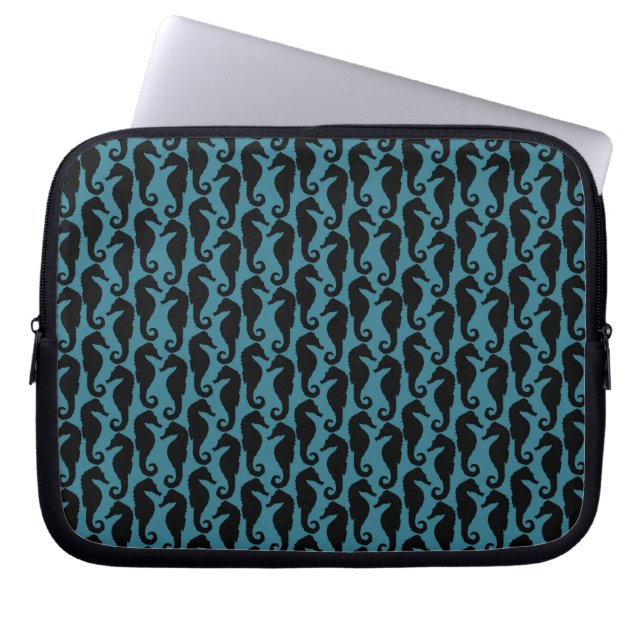 Protection Pour Ordinateur Portable Chevaux de mer tropicaux, Motif hippocampe - Bleu  (Devant)