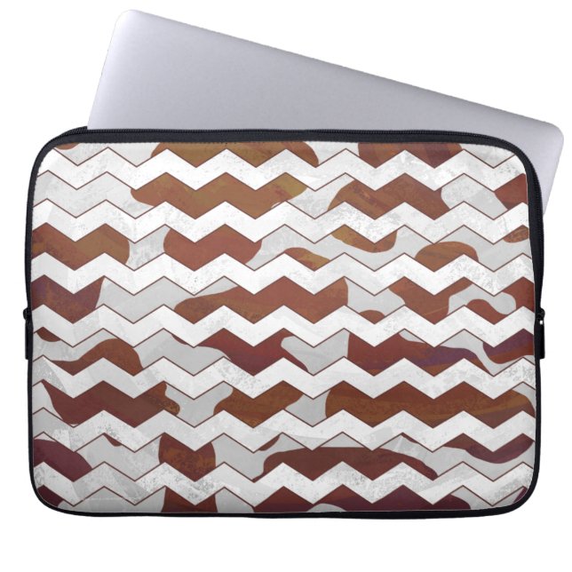 Protection Pour Ordinateur Portable Chevron Vache Brown et blanc (Devant)