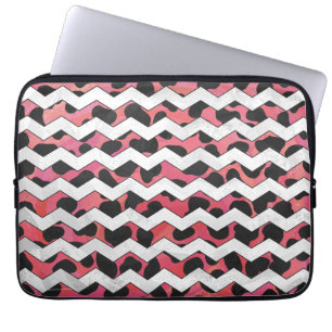 Protection Pour Ordinateur Portable Chevron Vache rose et noir