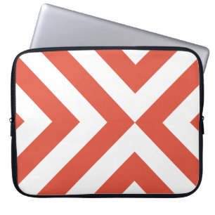 Protection Pour Ordinateur Portable Chevrons orange et blanc