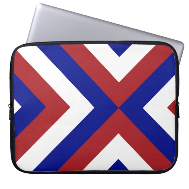 Protection Pour Ordinateur Portable Chevrons rouge, blanc et bleu (Devant)