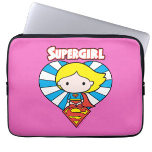 Protection Pour Ordinateur Portable Chibi Supergirl Starburst Coeur et logo