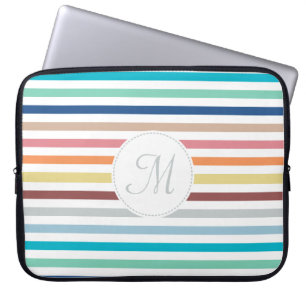 Protection Pour Ordinateur Portable Chic Monogram Pastel Arc-en-ciel bandes horizontal