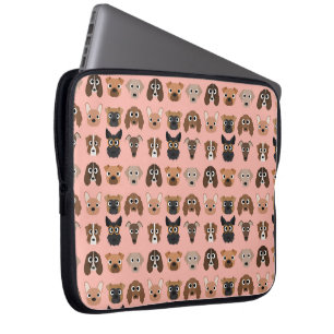 Protection Pour Ordinateur Portable Chiens mignons sur le rose