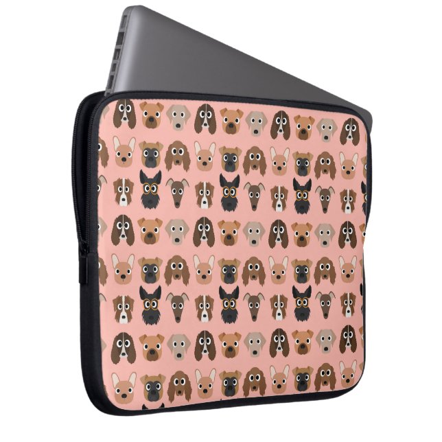 Protection Pour Ordinateur Portable Chiens mignons sur le rose (Devant droit)