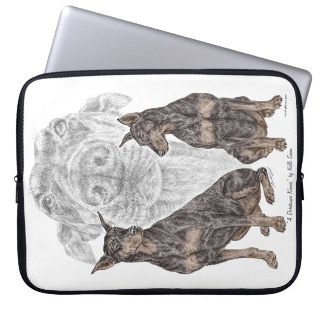 Protection Pour Ordinateur Portable Chiens noirs Doberman (Devant)