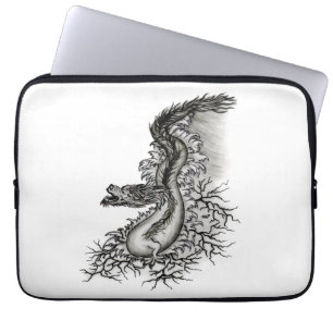 Protection Pour Ordinateur Portable Chine Dragon, noir et blanc Design en Tattoostyl