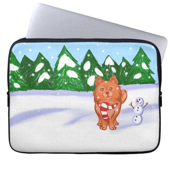 Protection Pour Ordinateur Portable Chiot à neige (Devant)