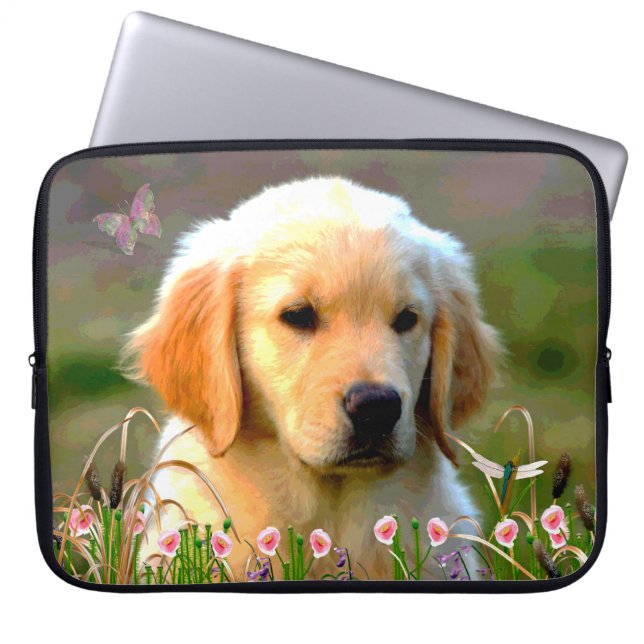 Protection Pour Ordinateur Portable Chiot d'or d'Austin Labrador (Devant)